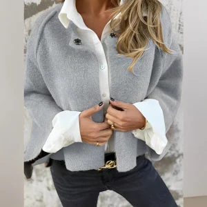 Noélie - Manteau en laine à col rond pour femme