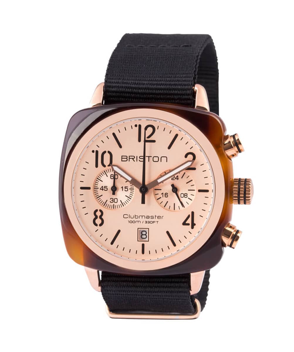 MONTRE BRISTON CLUBMASTER CLASSIC ACETATE CADRAN ROSE 40MM