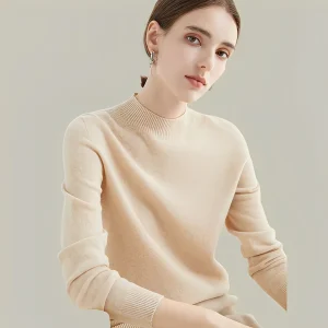 Martine - Pulls en laine slim fit à col haut pour femmes