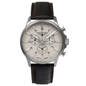 MONTRE BAUHAUS AVIATION CHRONOGRAPHE CUIR MARRON FONCÉ
