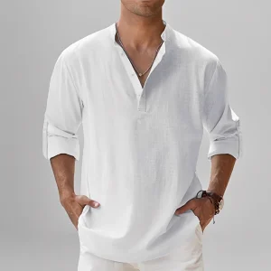 Ezriel - Chemise confortable à demi-boutons pour homme