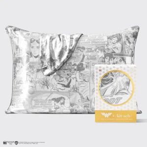 Kitsch x Wonder Woman Satin Pillowcase in Comic Print