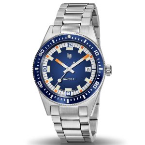 MONTRE LIP NAUTIC 3 39MM ACIER CADRAN BLEU