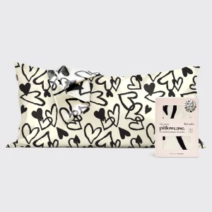 Satin Pillowcase in Heart Print - King