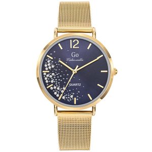 MONTRE GO MADEMOISELLE ACIER DORÉ MILANAIS CADRAN BLEU
