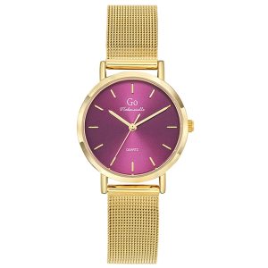 MONTRE GO MADEMOISELLE MÉTAL DORÉ CADRAN BORDEAUX