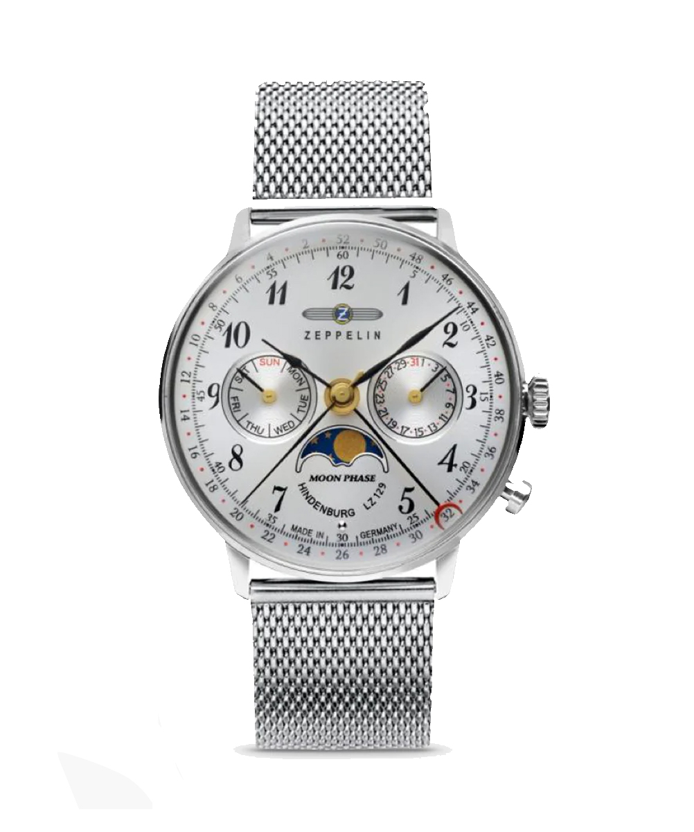MONTRE ZEPPELIN LZ 129 HINDENBURG MOONPHASE ARGENT