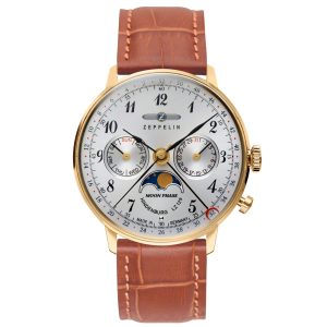 MONTRE ZEPPELIN LZ 129 HINDENBURG MOONPHASE FEMME MARRON