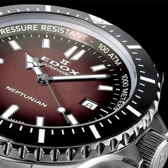 MONTRE EDOX NEPTUNIAN AUTOMATIC RED 1000M – Image 2
