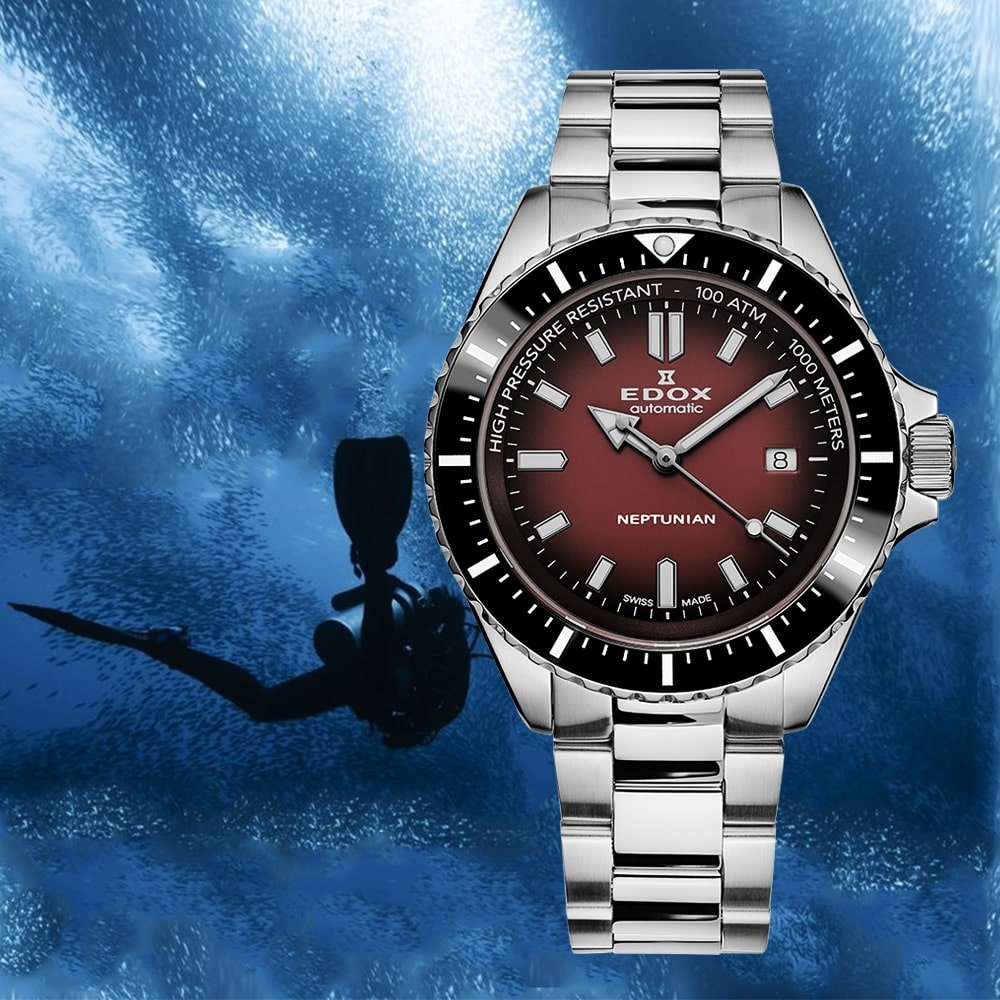 MONTRE EDOX NEPTUNIAN AUTOMATIC RED 1000M – Image 6