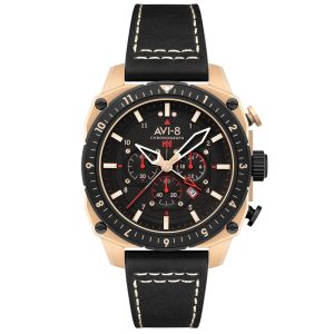 MONTRE AVI-8 HAWKER HUNTER DUAL TIME CHRONOGRAPH JET BLACK
