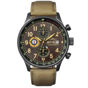 MONTRE AVI-8 OURAGAN HAWKER CHRONOGRAPHE TERRE SOMBRE