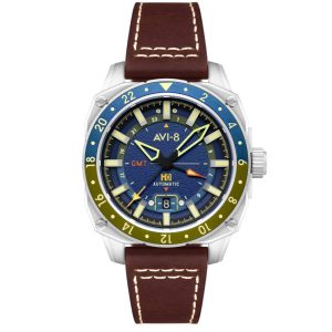 MONTRE AVI-8 ATLAS GMT AUTOMATIQUE BLEU