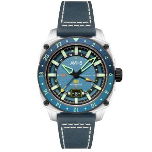 MONTRE AVI-8 ATLAS GMT AUTOMATIQUE CHRONOGRAPHE BLEU
