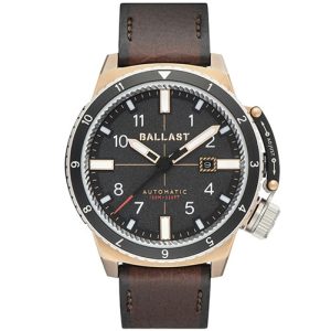 MONTRE BALLAST TRAFALGAR DUAL TIME BROWN GOLD