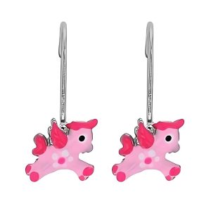 BOUCLE D&rsquo;OREILLE CAPUCINE LICORNE ROSE