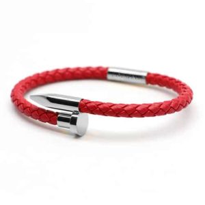 DUVERNET BRACELET CLOU DE COEUR ROUGE ARGENT