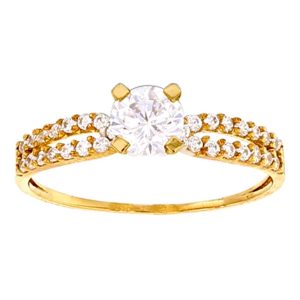 BAGUE DE FIANÇAILLES ÉLODIE 2 RANGS SOLITAIRE EMPIERRÉ