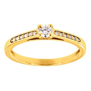BAGUE DE FIANÇAILLES DELPHINE SOLITAIRE ÉPAULÉ 13 DIAMANTS HSI