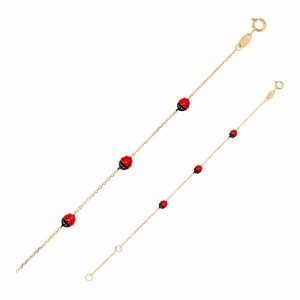 BRACELET JADE 3 COCCINELLES