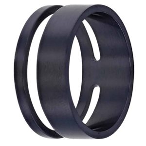 BAGUE MILO RONDE AJOURÉE EN ACIER BLEU FONCÉ POUR HOMME