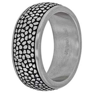 ANNEAU SACHA ACIER LARGEUR DESIGN REPTILE