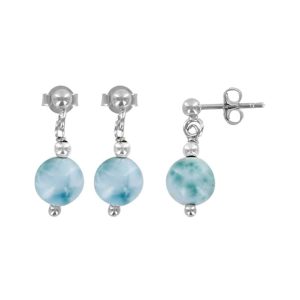BOUCLE D’OREILLE PENDANTE RONDE LARIMAR
