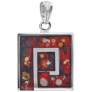 PENDENTIF RAYMOND CARRÉ EN ARGENT ET AMBRE