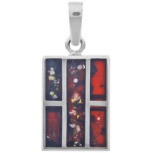 PENDENTIF GASTON RECTANGLE EN AMBRE CERISE ET ARGENT