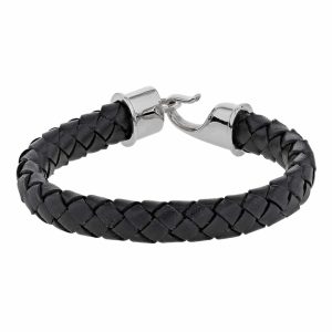 BRACELET VICTOR TRESSÉ EN CUIR DE BOVIN AVEC FERMOIR À CROCHET EN ACIER