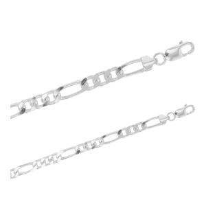 BRACELET RIO HOMME MAILLE FIGARO ALTERNÉE EN ARGENT