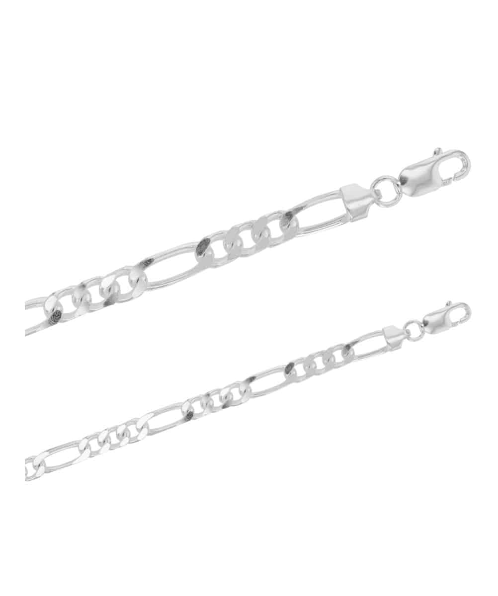 BRACELET RIO HOMME MAILLE FIGARO ALTERNÉE EN ARGENT