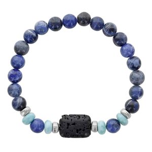 BRACELET LUC ÉLASTIQUE HOMME LARIMAR, SODALITE ET PIERRE DE LAVE, PERLES