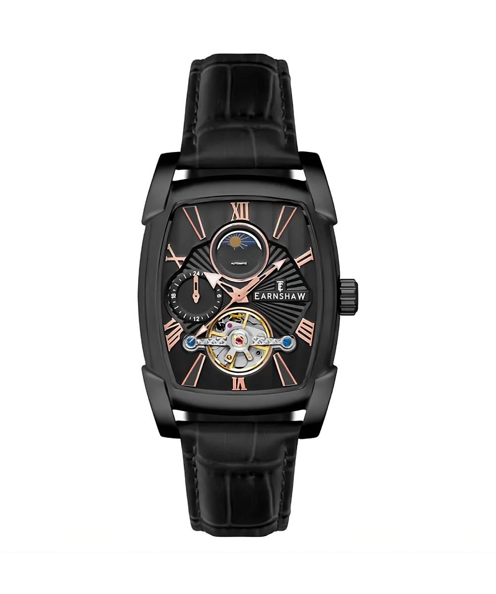 MONTRE EARNSHAW HERITAGE KENSINGTON NOIR CUIR