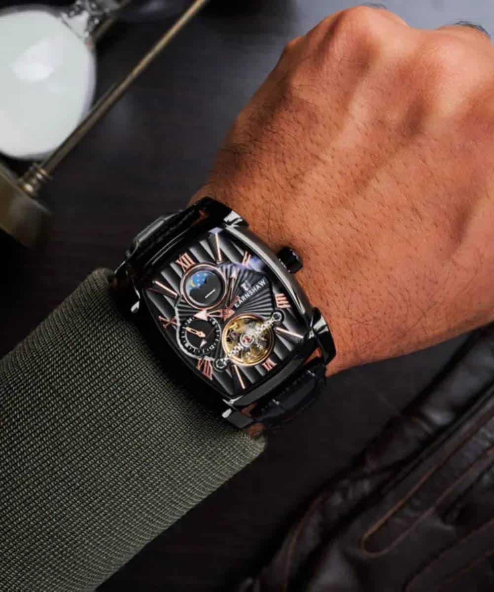 MONTRE EARNSHAW HERITAGE KENSINGTON NOIR CUIR – Image 4