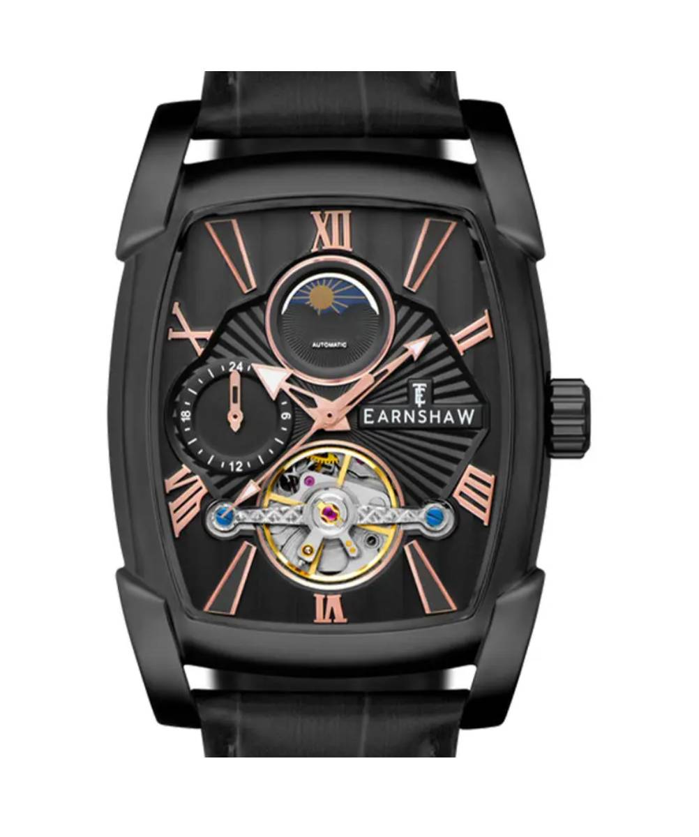 MONTRE EARNSHAW HERITAGE KENSINGTON NOIR CUIR – Image 3