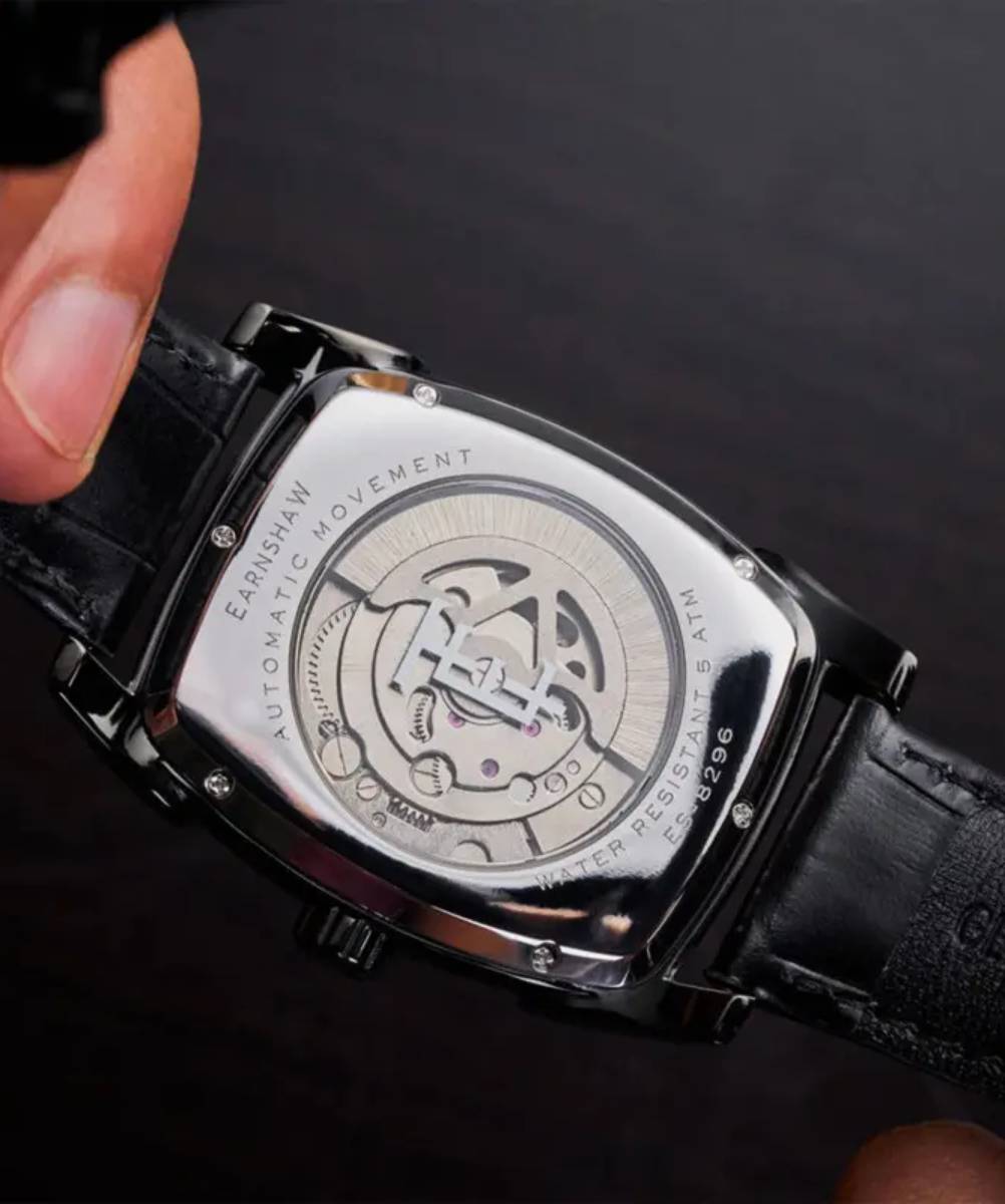 MONTRE EARNSHAW HERITAGE KENSINGTON NOIR CUIR – Image 2