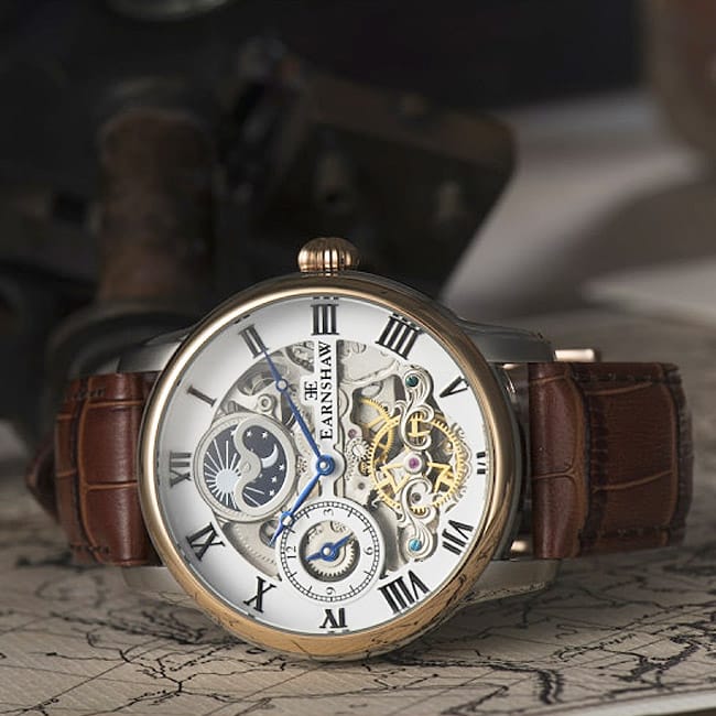 MONTRE EARNSHAW LONGITUDE DUAL TIME AUTOMATIC FINE BROWN – Image 3