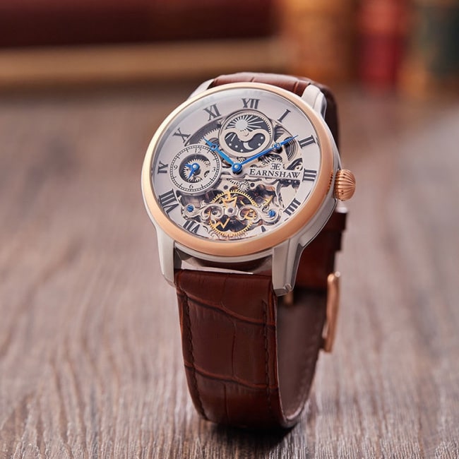 MONTRE EARNSHAW LONGITUDE DUAL TIME AUTOMATIC FINE BROWN – Image 6