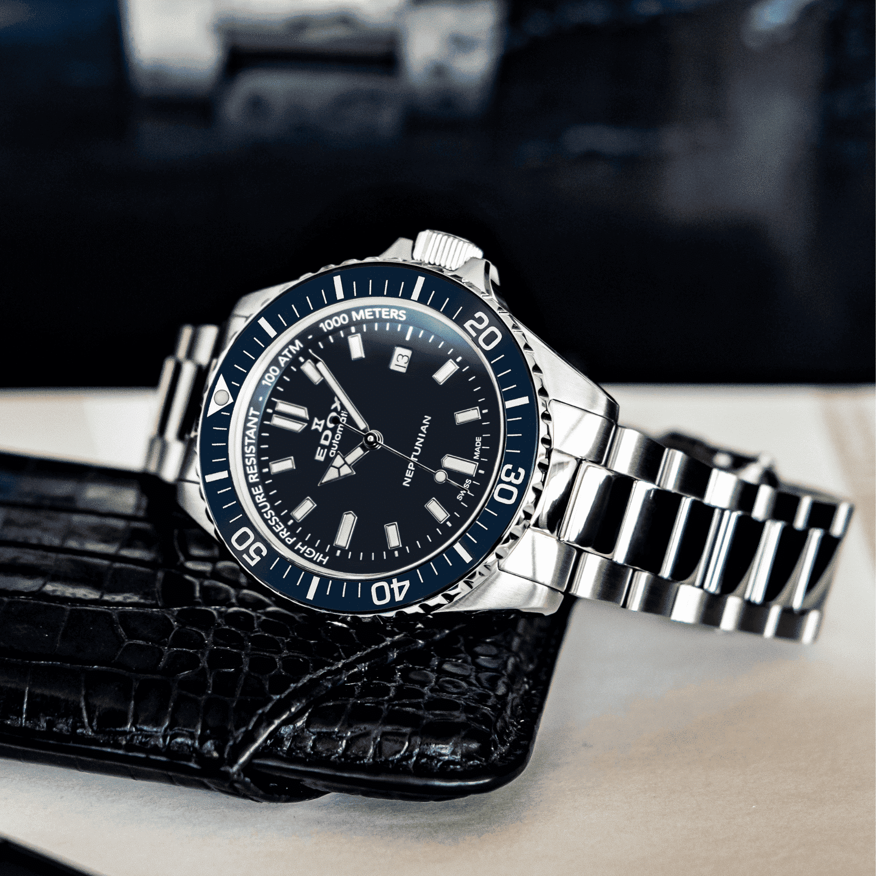 MONTRE EDOX NEPTUNIAN AUTOMATIC BLUE – Image 2