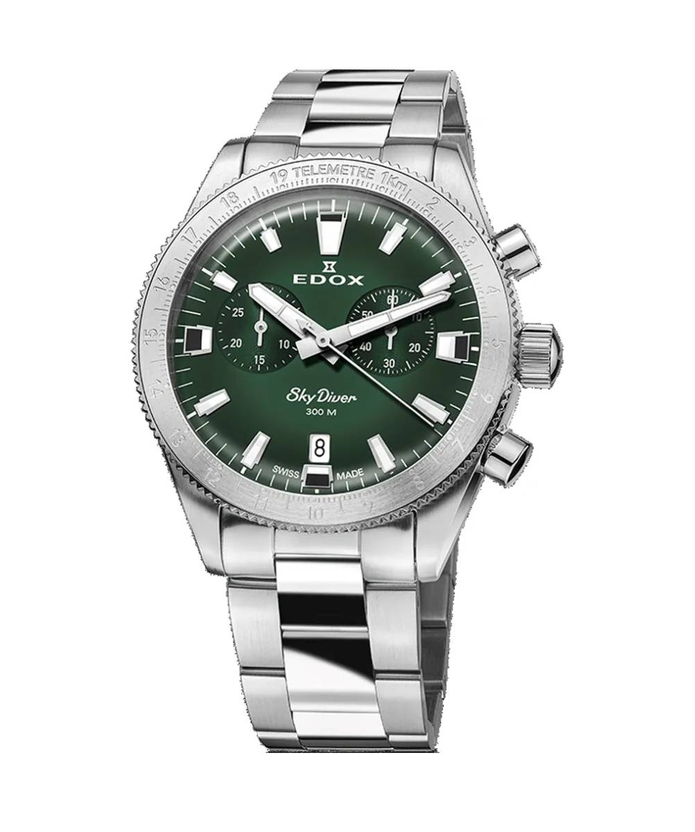 MONTRE EDOX SKYDIVER CHRONOGRAPHE VERT