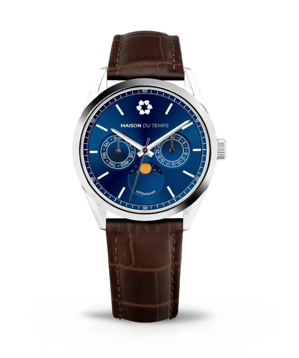 MONTRE MAISON DU TEMPS MTOMICRON BLEU MOONPHASE CUIR