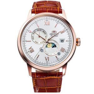MONTRE ORIENT BAMBINO SUN AND MOON COGNAC