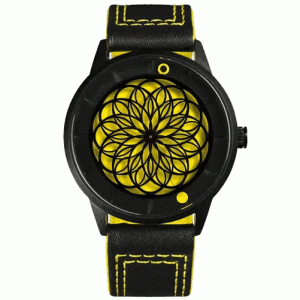 MONTRE HUMISM KATO HÉLIOS JAUNE ART CINÉTIQUE
