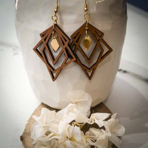 Martho – Boucles d’oreilles en bois Rhombes