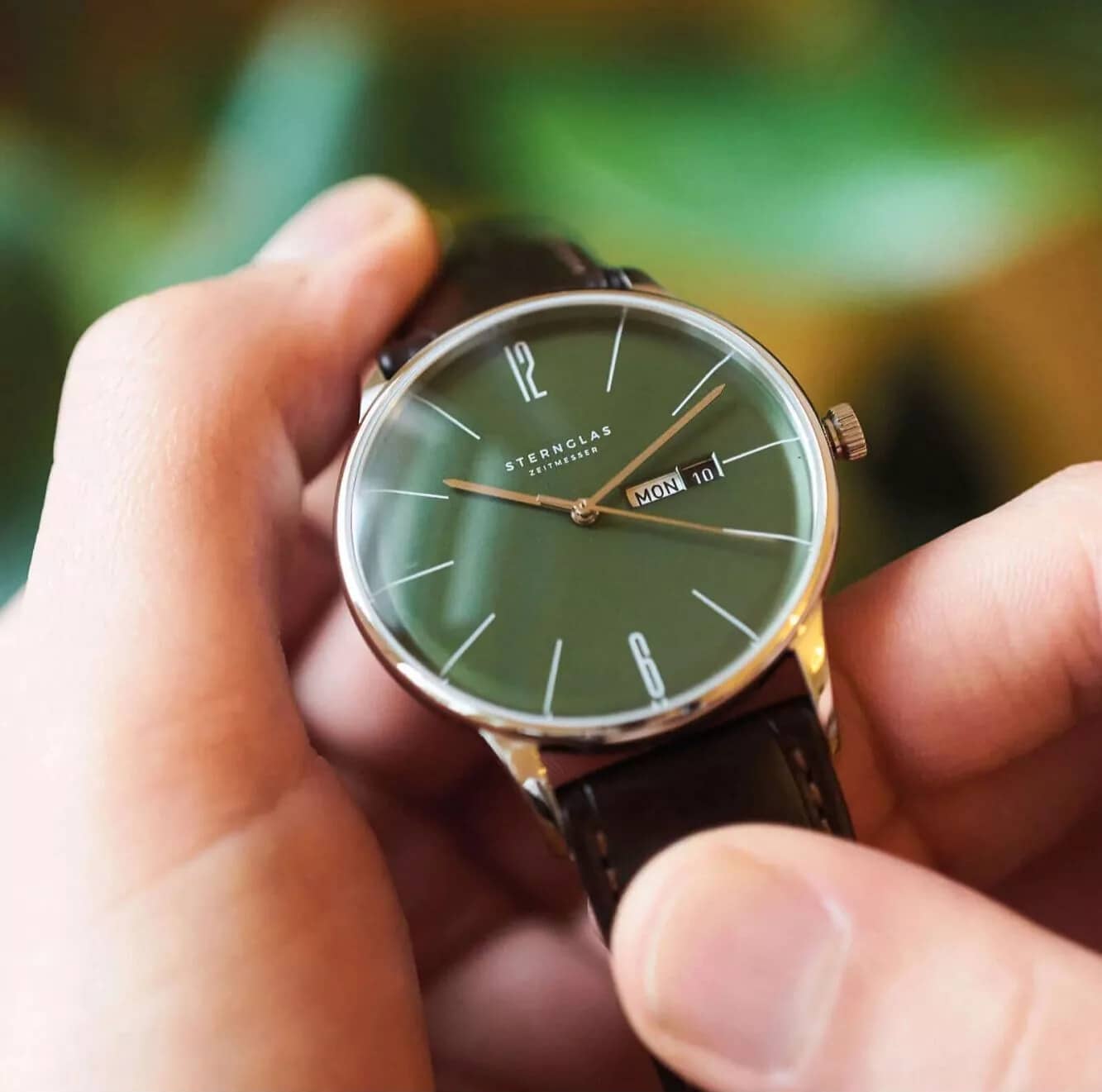 MONTRE STERNGLAS BERLIN VERT OLIVE ARGENT – Image 7