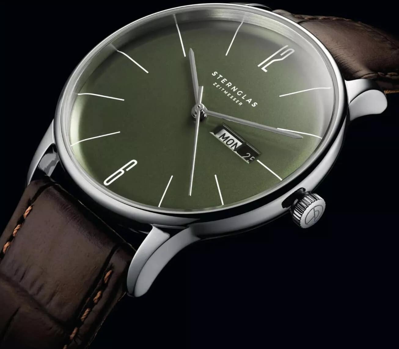 MONTRE STERNGLAS BERLIN VERT OLIVE ARGENT – Image 5